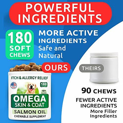 Omega 3 for Dogs - Fish Oil for Skin & Coat Health, Itch & Allergy Support