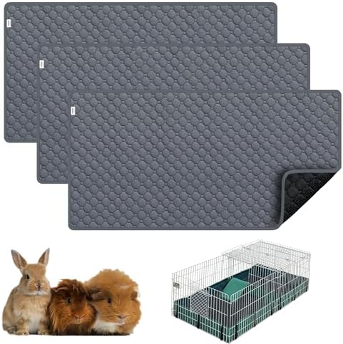 Guinea Pig Cage Liner, 49"x24" Bedding for Midwest Cage 3 Pack, Gray