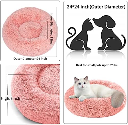 Nisrada Cat Beds for Indoor Cats,24 Inch Dog Bed for Small Melium Large Dogs, Washable-Round Pet Bed for Puppy and Kitten with Slip-Resistant Bottom