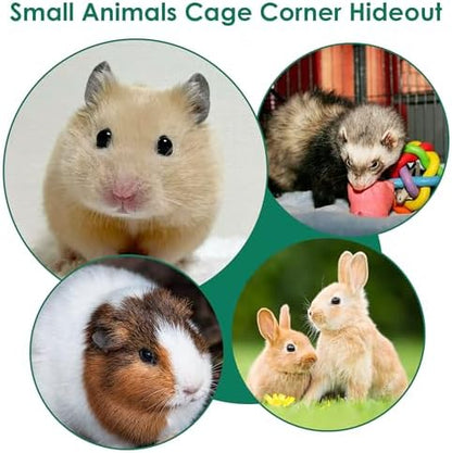 Forest Cage Corner Hideout, Pets Corner Hideout for Guinea Pigs, Rabbits, Ferrets, Chinchillas, Gerbils, Hedgehogs (Green)
