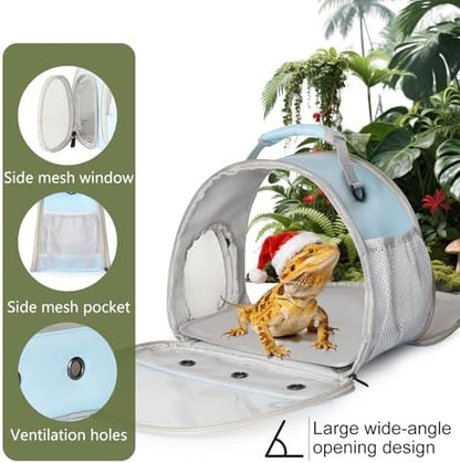 Bearded Dragon Travel Carrier,Lizards Cage, Small Animal Bag for Hedgehog Rat Parrot Bird Guinea Pig, Portable Guinea Pig Travel Carrier for 2