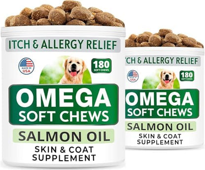 Omega 3 for Dogs - Fish Oil for Skin & Coat Health, Itch & Allergy Support