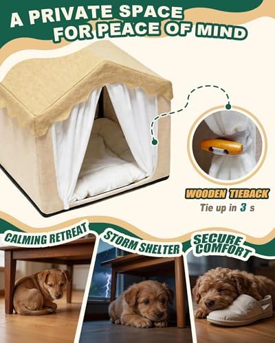 Boho Dog House Indoor, Soft Cozy Dog Cave for Medium & Large Dogs