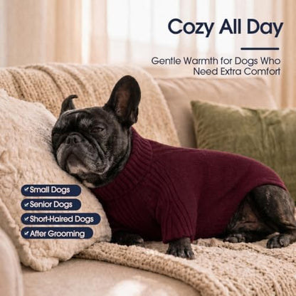 IECOii Small Dog Sweater, Warm Turtleneck for Small to Medium Dogs, L