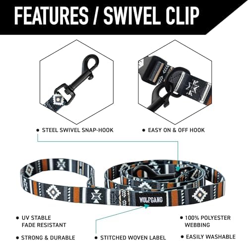 Wolfgang 1 Inch Venture Dog Leash Newmoon Print Small