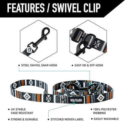 Wolfgang 1 Inch Venture Dog Leash Newmoon Print Small