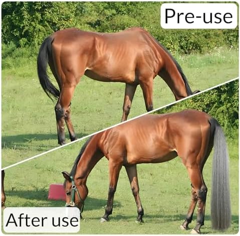 33.5 IN Long 1 LB Horse Tail Extension with Braided Horsehair Loop & Blunt Cut Bottom (Medium Gray)