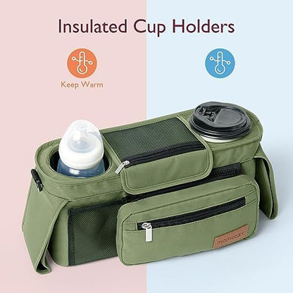 Momcozy Universal Stroller Organizer with Insulated Cup Holder