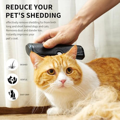 Dog and Cat Deshedding Brush Set, 2 Blades, Black