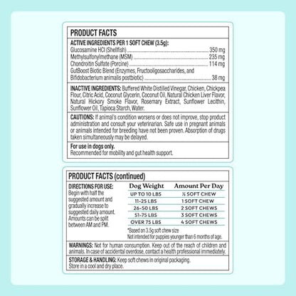WellJoy Joint Dog Supplement + Glucosamine, Chondroitin, GutBoost, 90ct