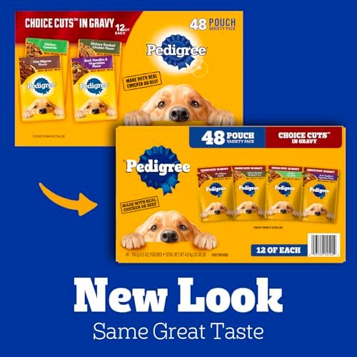 Pedigree Choice Cuts Wet Dog Food Pouch, Protein Variety, 3.5 oz, 48 Count