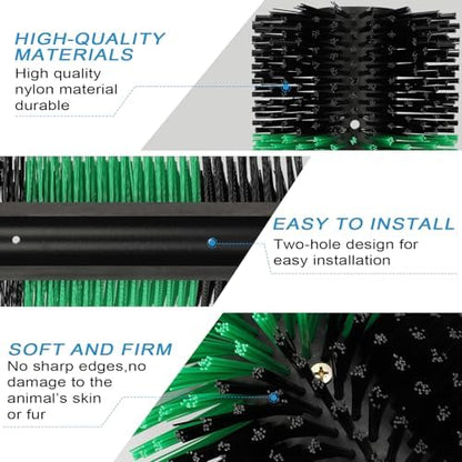 Livestock Scratching Brush with 4 Screws – Cattle and Horse Grooming Brushes, Itch Relief for Horse, Goat, Cattle，Cow,Sheep， and Pig，Animal Back Scratching – Black & Green