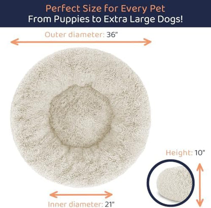 Calming Donut Dog Bed for Small Dogs, Round Dog Bed for Medium & Large Dogs