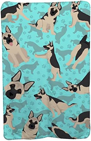 Caroline's Treasures MLM1051TBLT Black and Silver German Shepherd Soft Travel Blanket with Bag Airplane Blanket, Indoor Outdoor Camping Blanket for Traveling, Picnics, Beach Trips, Concerts