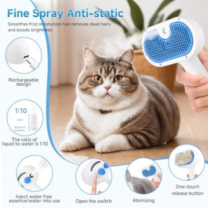 Pet Steam Brush for Dog, cat brushes for indoor cats