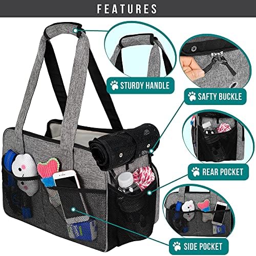 PetAmi Small Dog Purse Carrier, Airline Approved Soft Sided Tote, Gray