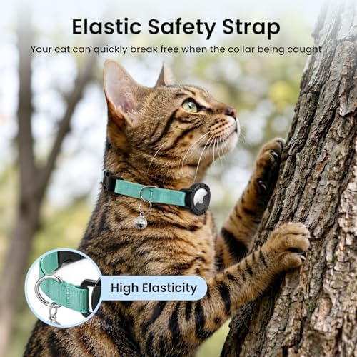 Reflective AirTag Cat Collar, Integrated Cat Collar with Air Tag Holder