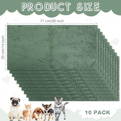 VitalCozy 10Pcs Guinea Pig Cage Liner Washable, Grid, 14x28 Inch, Green