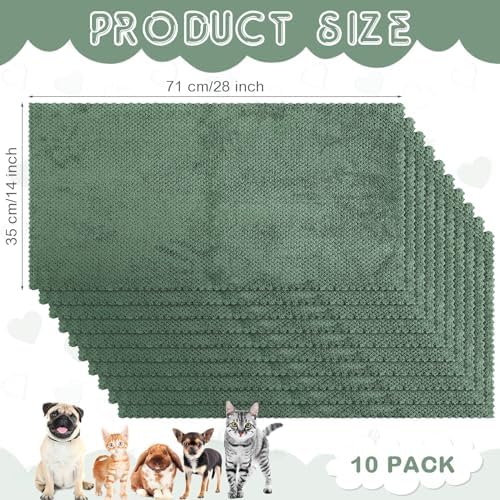 VitalCozy 10Pcs Guinea Pig Cage Liner Washable, Grid, 14x28 Inch, Green