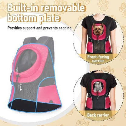 WOYYHO Pet Dog Carrier Backpack, Ventilated Mesh Small Dog Front Backpack