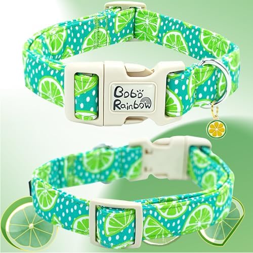 Summer Fresh Green Lime Print Dog Collar for Small Dogs