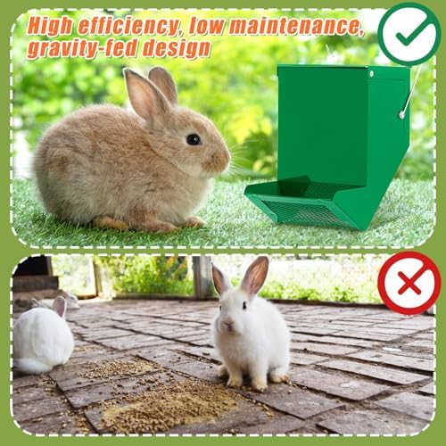 Maxcheck 2 Pcs Rabbit Feeder for Cages, 4.7 Inches, Mesh Bottom, Green