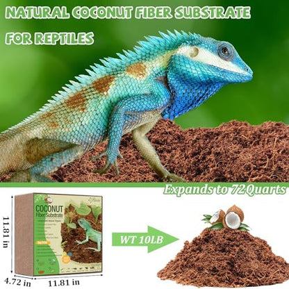 Riare 10 LB Natural Coconut Fiber Substrate, Coco Coir Reptile Bedding