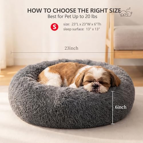 nononfish Calming Dog Bed for Small Dogs,Plush Donut Pet Bed