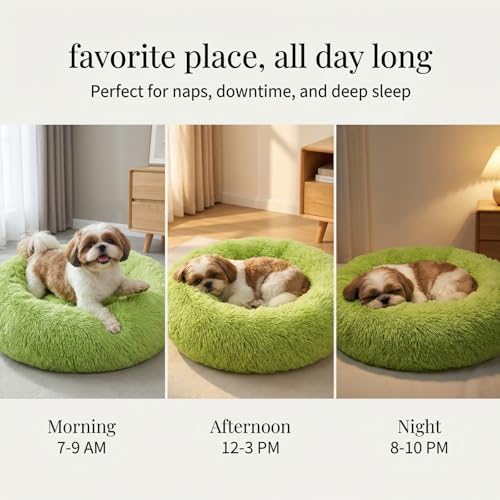 nononfish Calming Donut Dog Bed for Small Dogs,Soft Plush Pet Bed
