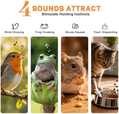 Cat Ball Toy, Upgraded Smart Motion Sensor Moving Ball with 3 Speed Modes & 4 Sounds, Interactive Toy for Indoor Cats, Motion Activated, Chirping Light, 2 Feather Tails(Blue)