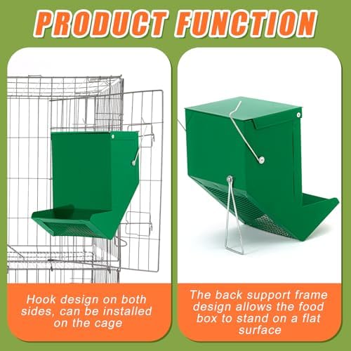 Maxcheck 2 Pcs Rabbit Feeder for Cages, 4.7 Inches, Mesh Bottom, Green