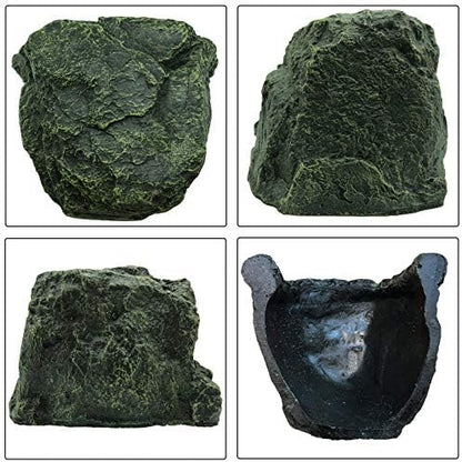 PINVNBY Large Reptile Hideout Cave,Resin Tortoise Hide Rock Turtle Hideaway House Lizard Box Shelter Habitat Decoration for Gecko Spiders Frogs Fish Turtles Hermit Crabs(3 Pcs)