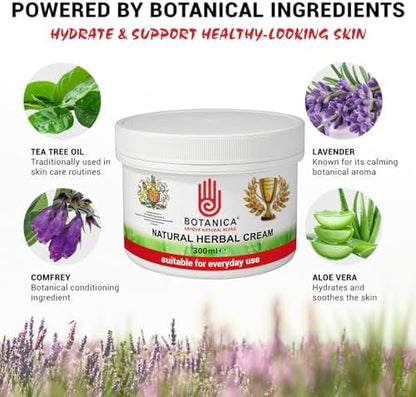 Botanica Herbal Cream | Horse Skin & Coat Cream | Equine Moisturizing Grooming Formula for Dry-Looking, Rough-Looking Areas | Aloe Vera, Tea Tree, Lavender & Comfrey | 300 ml