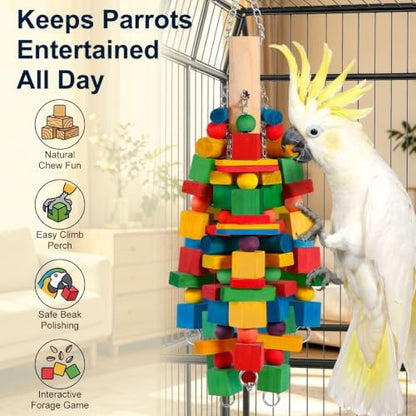 Bird Toys Parrot Toys Natural Wood Blocks Bird Chew Toy