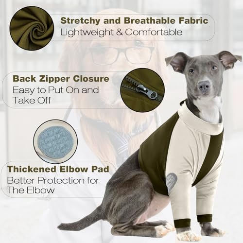 Lelepet Dog Sleeve to Stop Licking Front Legs, Long Sleeve Dog Shirt M
