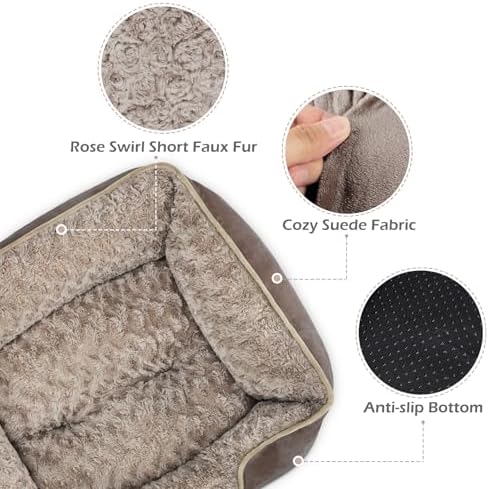 INVENHO Medium Dog Bed Rectangle Washable Orthopedic Soft Calming Sleeping Durable Pet Cuddler with Anti-Slip Bottom