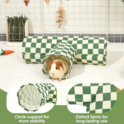 Bienbee Guinea Pig Tunnel, 3-Way Washable Collapsible Toy for Small Animals