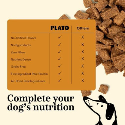Plato Real Strips Turkey & Pumpkin Recipe Dog Treats, Air-Dried High-Protein Grain-Free Soft Strips with Real Pumpkin, 18 oz