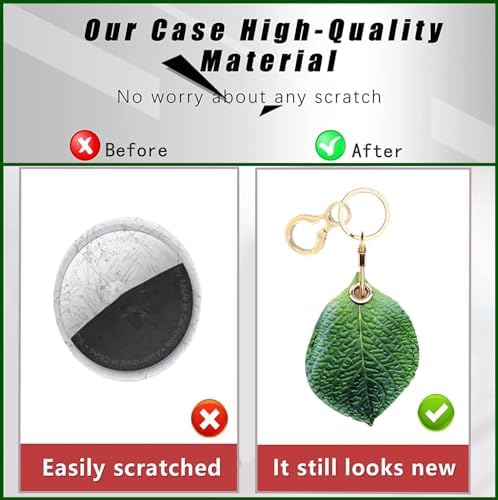BORKUANA PU Leather Keychain Holder Protective Case Compatible with AirTag