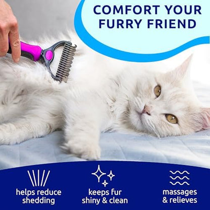 Pat Your Pet Deshedding Brush & Metal Comb Grooming Combo for Cats & Dogs