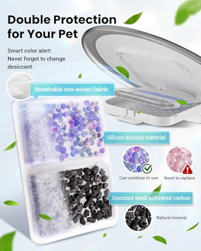 Automatic Cat Feeder for 3 Cats, 6L/25 Cups Smart WiFi Pet Feeder, Strong Anti-Jam System, Dual-Effect Desiccant Cat Food Dispenser, with 10S Voice Recorder for Cats and Small Dog(White)