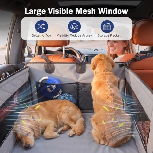 MIXJOY XL Dog Car Seat for Large Medium Dogs, Back Seat Extender for Pets, Waterproof Pet Carseat for Medium Sized Dog, Hammock for Pet, with Storage Pocket for Cars/SUV/Truck(XL)