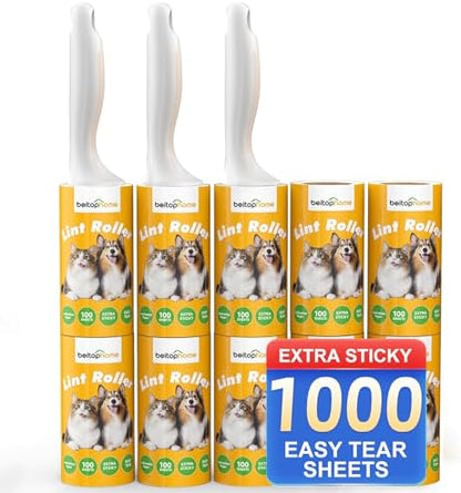 Extra Sticky Lint Roller for Pet Hair, 1000 Sheets, 3 Handles