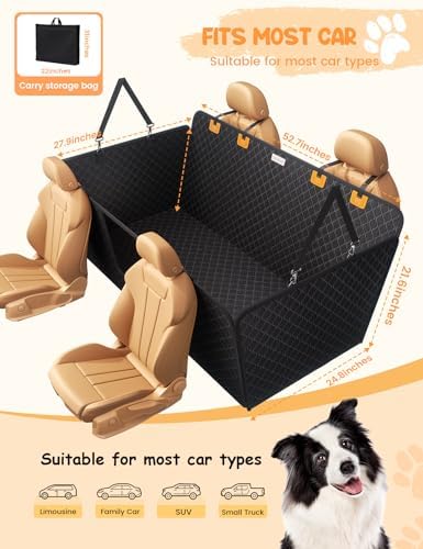 Lamicall Dog Car Seat Cover for Back Seat with Hard Bottom for Car & SUV L