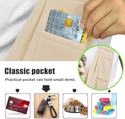 Tomkas Small Dog Cat Sling Carrier Puppy Purse Travel Wrap Soft Crossbody Pet Bag (Cream, M - Classic Pocket & Classic Strap)