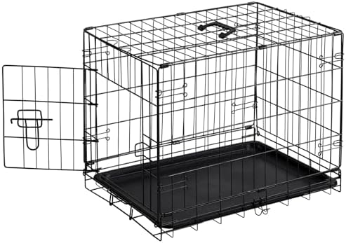 Sweetcrispy Dog Crate, 24 Inch Small Dog Puppy Cage, Foldable Pet Kennel
