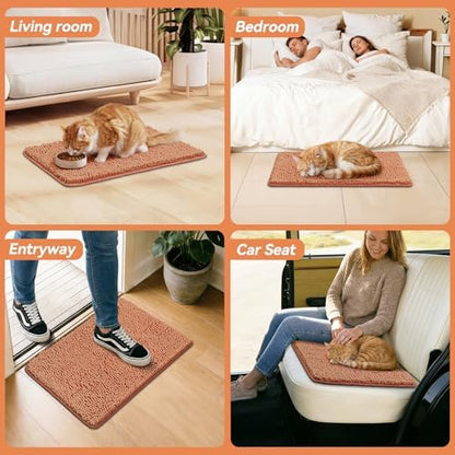 Bcoimo Super Absorbent Cat Door Mat, 24"*17" Anti Slip Mat for Muddy Paws