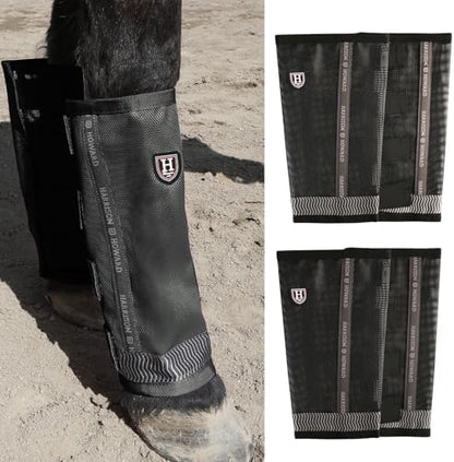 Harrison Howard Loose-Fitting Horse Fly Boots UV-Protective, Durable Fine Mesh Leggins with Reflective Strips (Set of 4)
