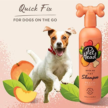 Pet Head Quick Fix 2 in 1 Dog Shampoo & Conditioner | Peach Scent |16fl oz.