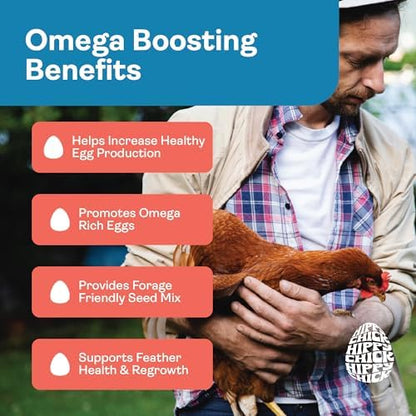 Hippy Chick Egg Booster for Chickens – Omega-3 Vitamin Supplement for Laying Hens – Egg & Feather Health Support – Natural Poultry Treat and Layer Feed Additive – 2.5 lb Bag